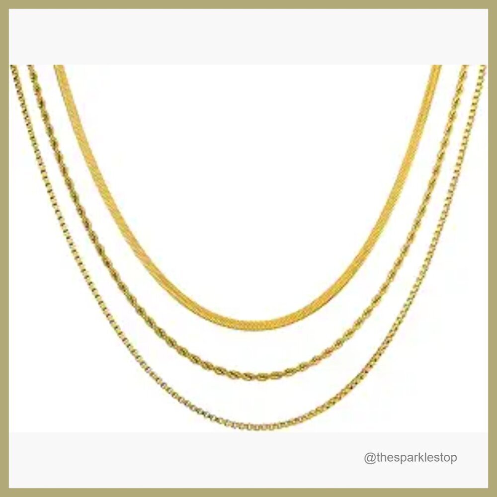 Layered Gold Plated Dainty Necklace Set Stackable Hypoallergenic
